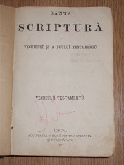 SFANTA SCRIPTURA A VECHIULUI SI A NOULUI TESTAMENT- EDITIE DE LUX, PE FOITA DE TIGARETE- 1922- REEDITARE A EDITIEI DIN 1874-BIBLIA foto