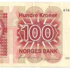 NORVEGIA 100 KRONER COROANE 1991 VF