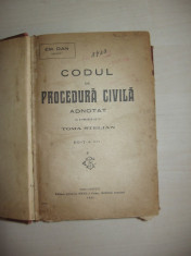 Em. Dan Codul de procedura civila adnotat editia a III a 1921 foto