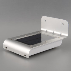 Lampa solara aluminiu cu senzor de lumina si miscare 16 led puternice pentru curte / gradina cu panou solar si baterie (solar light) foto