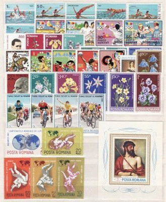 598 -Lot timbre neuzate Romania(39 timbre+1colita),serii complete,perfecta stare foto