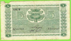 Finlanda bancnota 5 MARKKAA MARK MARCI 1939 foto