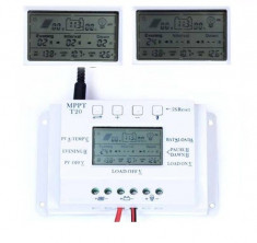 Regulator / Controller Solar Fotovoltaic LCD, T20/20 A - 12V/24V, PWM cu comportament MPPT foto