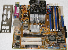 KIT PLACA DE BAZA ASUS A8V-VM, socket AMD 939, 4xDDR1, 4xSATA, 2xIDE, slot PCI-Ex. pt. video, tablita I/O+proc. AMD SEMPRON 3000+COOLER... GARANTIE ! foto