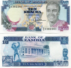 ZAMBIA 10 KWACHA 1989-91 - UNC foto