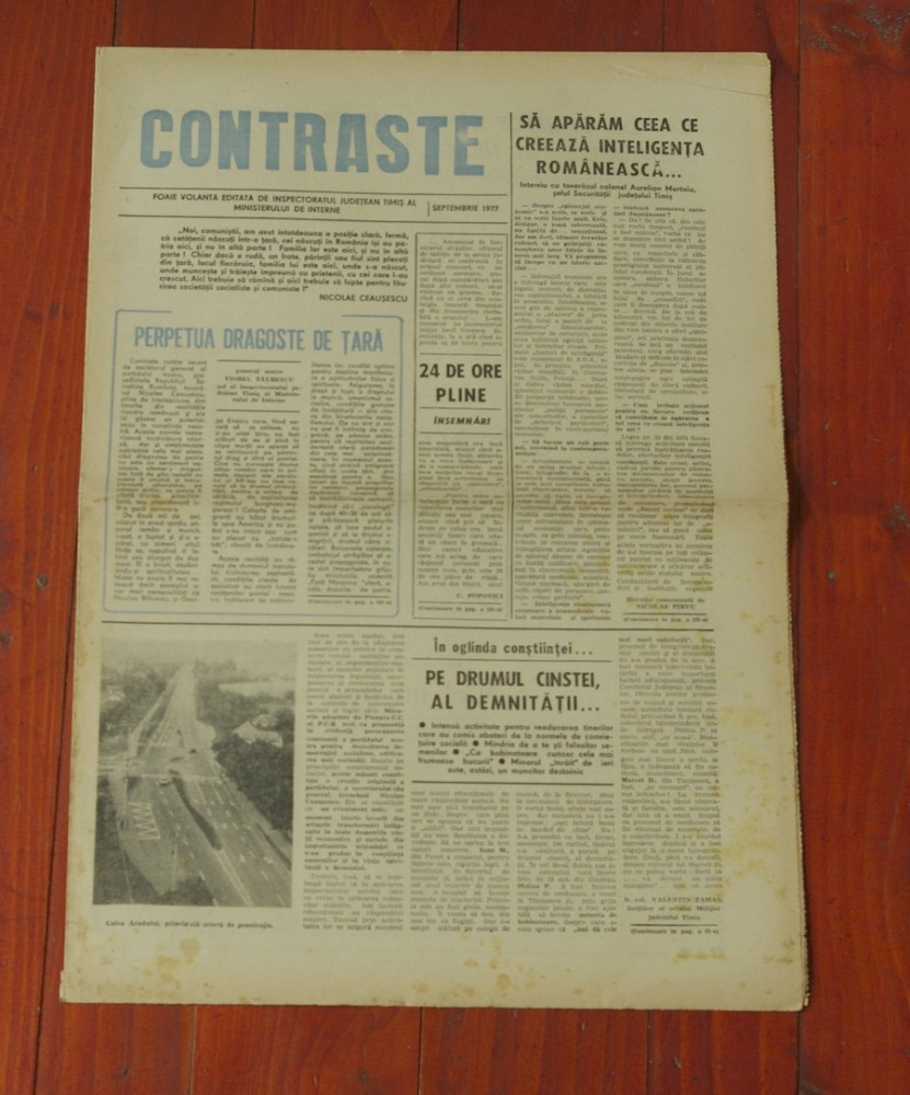 Contraste - foaie volanta judetul Timis - septembrie 1977 / 4 pag | arhiva  Okazii.ro