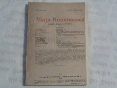REVISTA VIATA ROMANEASCA- LITERARA SI STIINTIFICA -Nr.7 si 8 Iulie-August 1926~ foto