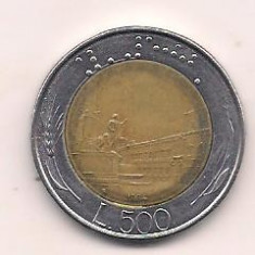 No(1) moneda-ITALIA -500 LIRE -bimetal foto