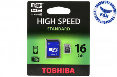 Card Memorie Micro SD 16GB Toshiba (cu adaptor SD) (Fan Courier gratuit) foto