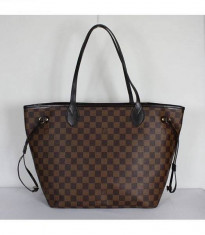 GEANTA DAMA LOUIS VUITTON NEVERFULL DAMIER PIELE ECOLOGICA tip CANVAS SAH MARO foto