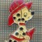 1155 INSIGNA POMPIERI - CATEL DALMATIAN IMBRACAT POMPIER -starea ce se vede.