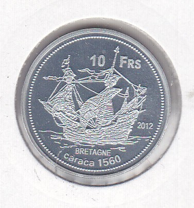 bnk mnd Bassas de India 10 franci 2012 proof , vapor