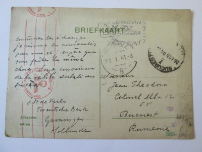 RARITATE! CARTE POSTALA CENZURATA DE COMANDAMENTUL SUPERIOR AL WEHRMACHTULUI(OCUPATIA OLANDEZA) 1941 foto