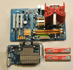 Kit PC silentios: placa de baza Gigabyte GA-P31-ES3G, procesor Intel Core2Duo E7300, cooler pasiv, memorie 4GB, placa video foto