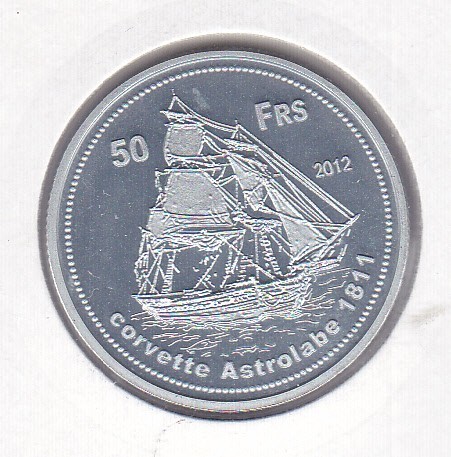 bnk mnd Bassas de India 50 franci 2012 proof , vapor