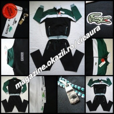 TRENING BARBATESC FIRMA LACOSTE BUMBAC NEGRU VERDE ALB COSTUM SPORT NEW EDITION foto