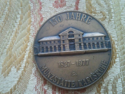 Medalie 150 jahre 1827-1977 Munzstatte Karlsruhe 18 grame + taxele postale = 40 roni foto