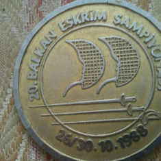 Medalie Turcia 20 Balkan Eskrim Sampionasi 26/30.10.1988, 58,80 grame + taxele postale = 70 roni