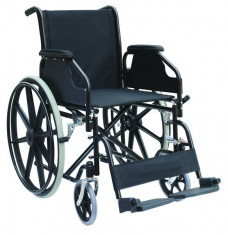 Fotoliu rulant pliabil din otel cu brate detasabile pentru persoane cu handicap locomotor foto