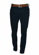 Pantaloni Zara Men Office Casual Conici Albastru curea cadou cod produs A87 foto