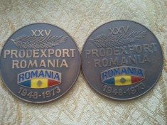 Lot 2 medalii (scris colorat diferit) Prodexport Romania 1948-1973 35 grame bucata + taxele postale 10 roni = 80 roni