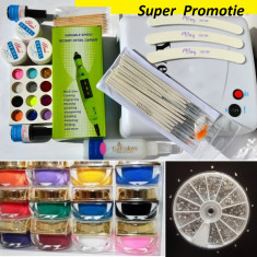 Kit unghii gel set manichiura complet constructie unghii false lampa uv foto