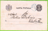 Intreg postal francat 5 BANI CARTA POSTALA trimisa in 1880 de la Husi (HUSSY pe stampila) la Galati Galatz cu stampila USER ROSENBLATT HUSSY