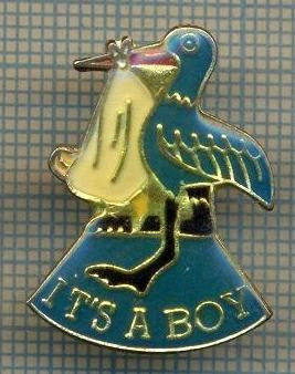 1172 INSIGNA - IT&amp;#039;S A BOY (ESTE BAIAT) - BARZA CU BEBELUS -starea ce se vede. foto