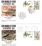 SPANIA 1981, FDC, C.M. de Fotbal - Spania, Stadionele din Barcelona, Bilbao, Alicante, set 4 FDC