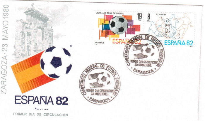 SPANIA 1980, FDC, C.M. de Fotbal - Spania, Zaragoza
