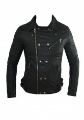 Geaca Piele Eco tip Zara Man - Model NOU - Neagra - Masuri: S, M, L, XL - LIMITAT ! ! - Cambrata - cu fermoar pe o parte, capse foto