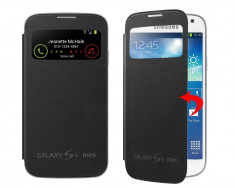 Husa smart flip cover S-view Samsung Galaxy S4 mini i9190 calitate premium, in ambalaj retail, culoare: NEGRU foto