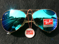 OCHELARI DE SOARE RAY BAN AVIATOR 3025 (62 14-138) LENTILA STICLA VERDE OGLINDA-IMPORT ITALIA-PACHET COMPLET-POZE REALE DETALIATE !!-LIVRARE GRATUITA foto