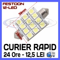 BEC AUTO LED LEDURI - SOFIT FESTOON C5W - 39 mm 12 SMD - ILUMINARE PLAFONIERA