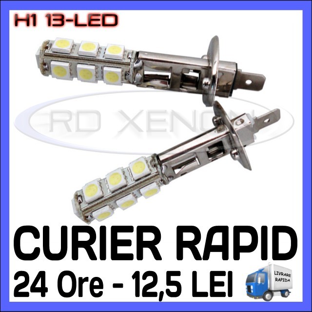 BEC AUTO LED LEDURI H1 13-SMD LUMINI DE ZI (DRL) FAZA LUNGA (FLASH)  PROIECTOARE, Universal, ZDM | Okazii.ro