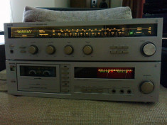 Philips, amplituner F 5120 + deck F 6121, vu-metre pe ace, vintage, stare excelenta. foto