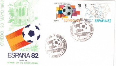 SPANIA 1980, FDC, C.M. de Fotbal - Spania, Oviedo foto