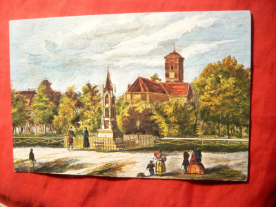 Ilustrata cu o Gravura de sec.XIX - Alba Iulia-Promenada foto
