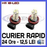 BEC AUTO LED LEDURI H11 18-SMD LUMINI DE ZI (DRL) FAZA LUNGA (FLASH) PROIECTOARE, Universal, ZDM