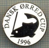 1284 INSIGNA PESCAR - DANSK ORRED CUP 1996 -NORVEGIA ? -PESCUIT -starea ce se vede.