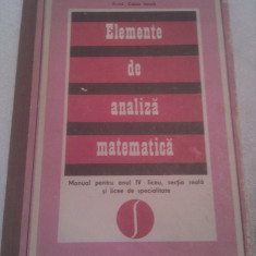ELEMENTE DE ANALIZA MATEMATICA DE CAIUS IACOB,EDITURA DIDACTICA 1975
