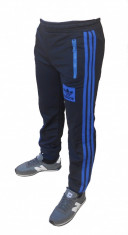 Pantaloni trening ADIDAS Slim Fit conic- Negru cu albastru - Micro Fibra Silon - Model NOU toamna 2014, EDITIE LIMITATA Poze Reale foto