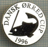 1292 INSIGNA PESCAR - DANSK ORRED CUP 1996 -NORVEGIA ? -PESCUIT -starea ce se vede.