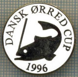 1271 INSIGNA PESCAR - DANSK ORRED CUP 1996 -NORVEGIA ? -PESCUIT -starea ce se vede.