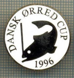 1258 INSIGNA PESCAR - DANSK ORRED CUP 1996 -NORVEGIA ? -PESCUIT -starea ce se vede.