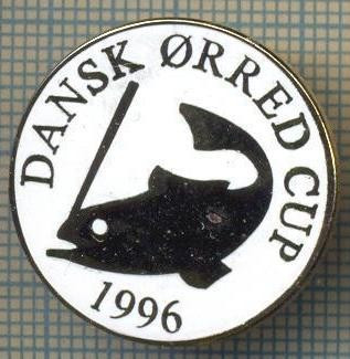 1299 INSIGNA PESCAR - DANSK ORRED CUP 1996 -NORVEGIA ? -PESCUIT -starea ce se vede.