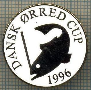 1257 INSIGNA PESCAR - DANSK ORRED CUP 1996 -NORVEGIA ? -PESCUIT -starea ce se vede. foto