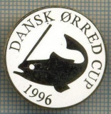 1279 INSIGNA PESCAR - DANSK ORRED CUP 1996 -NORVEGIA ? -PESCUIT -starea ce se vede.