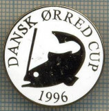 1278 INSIGNA PESCAR - DANSK ORRED CUP 1996 -NORVEGIA ? -PESCUIT -starea ce se vede.