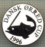 1295 INSIGNA PESCAR - DANSK ORRED CUP 1996 -NORVEGIA ? -PESCUIT -starea ce se vede.